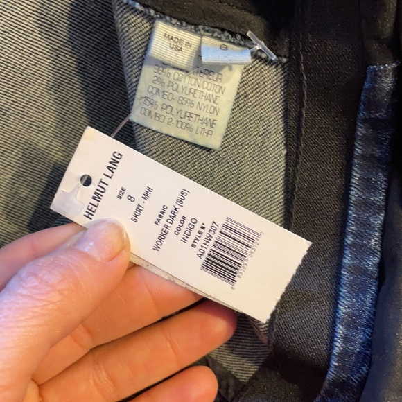 NWT HELMUT LANG denim leather ‘worker’ skirt sz6/8 - Picture 4 of 4